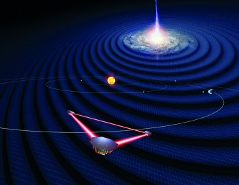Rappresentazione artistica dell’osservazione di onde gravitazionali dallo spazio